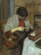 August Macke Elisabeth Gerhardt Sewing oil painting artist